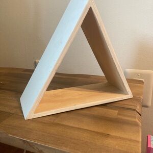 Triangular Wooden Wall Shelf - White and Tan